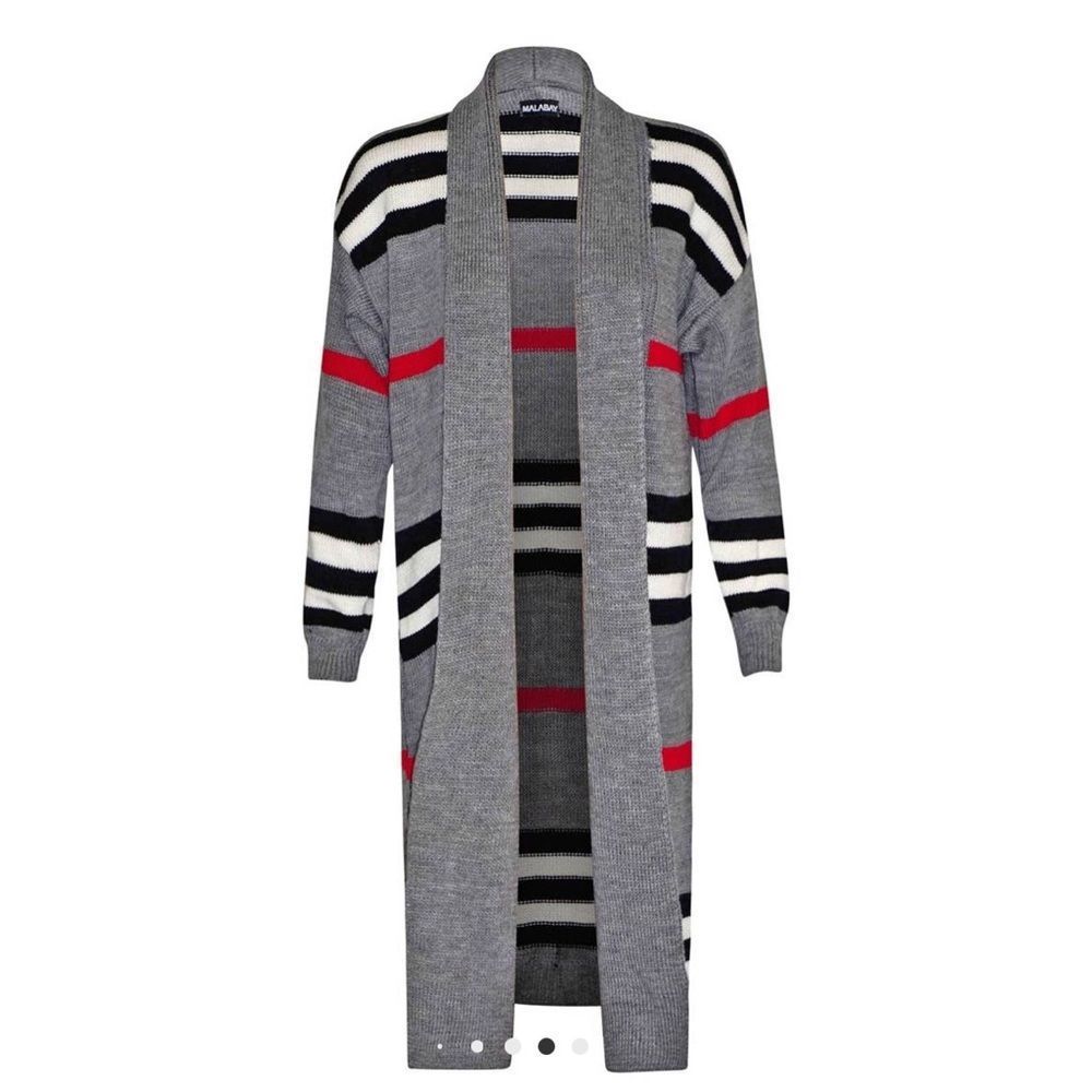 Christie Striped Longline Knitted Cardigan - Picture 2 of 5